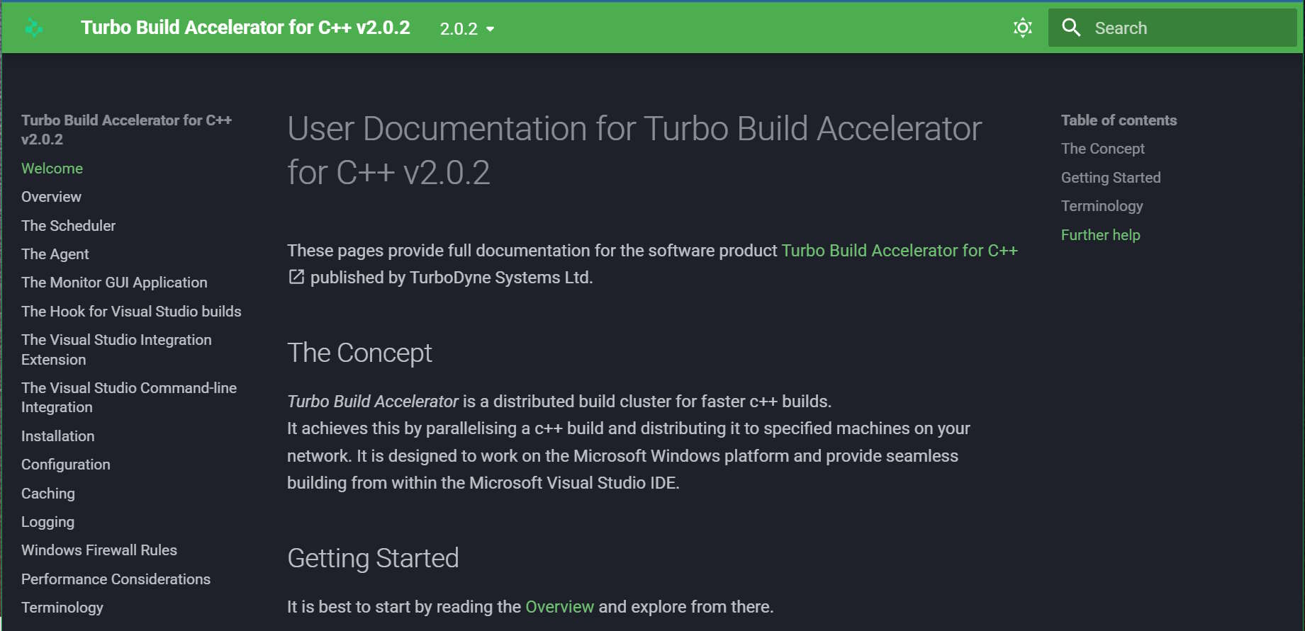 User Documentation for Turbo Build Accelerator for C++